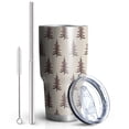thumbnail image 2 of 30oz Brown Christmas Tree Pattern Tumblers Stainless Steel Tumbler with Lid and Straw,Vacuum Insulated Double Wall Travel Tumbler Cups Mug with Cleaning Brush for Coffee,Tea, 2 of 7