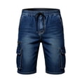 thumbnail image 4 of Mifsaly Mens Jean Cargo Shorts Elastic Waist Drawstring Denim Shorts Fashion Relaxed Fit Casual Summer Wear Clothes with Multi Pockets Blue,XXL, 4 of 5