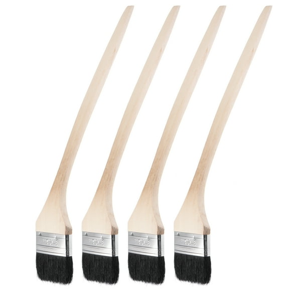 Uxcell 17" Length 3" Width Bristle with Long Wood Handle Black Bent Radiator Paint Brush 4Pack