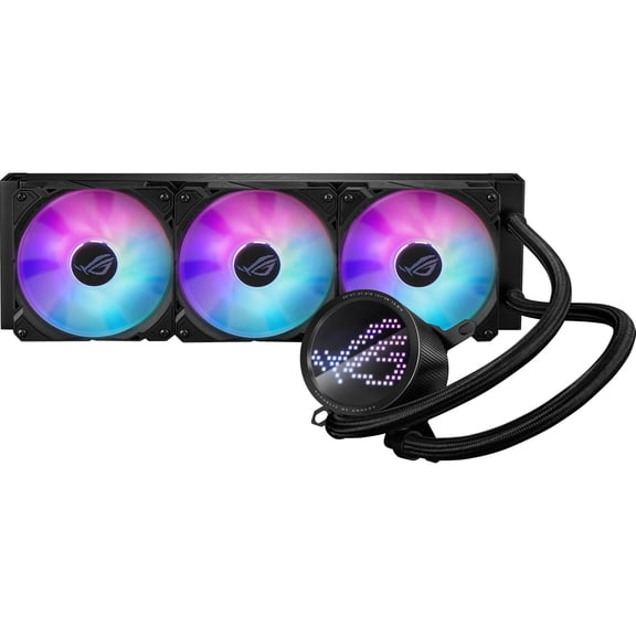 ASUS ROG RYUO III 360 ARGB All-in-one AIO Liquid CPU Cooler 360mm Radiator, Asetek 8th gen pump solution, Anime Matrixâ„¢ LED Display and ROG AF 12S ARGB fan