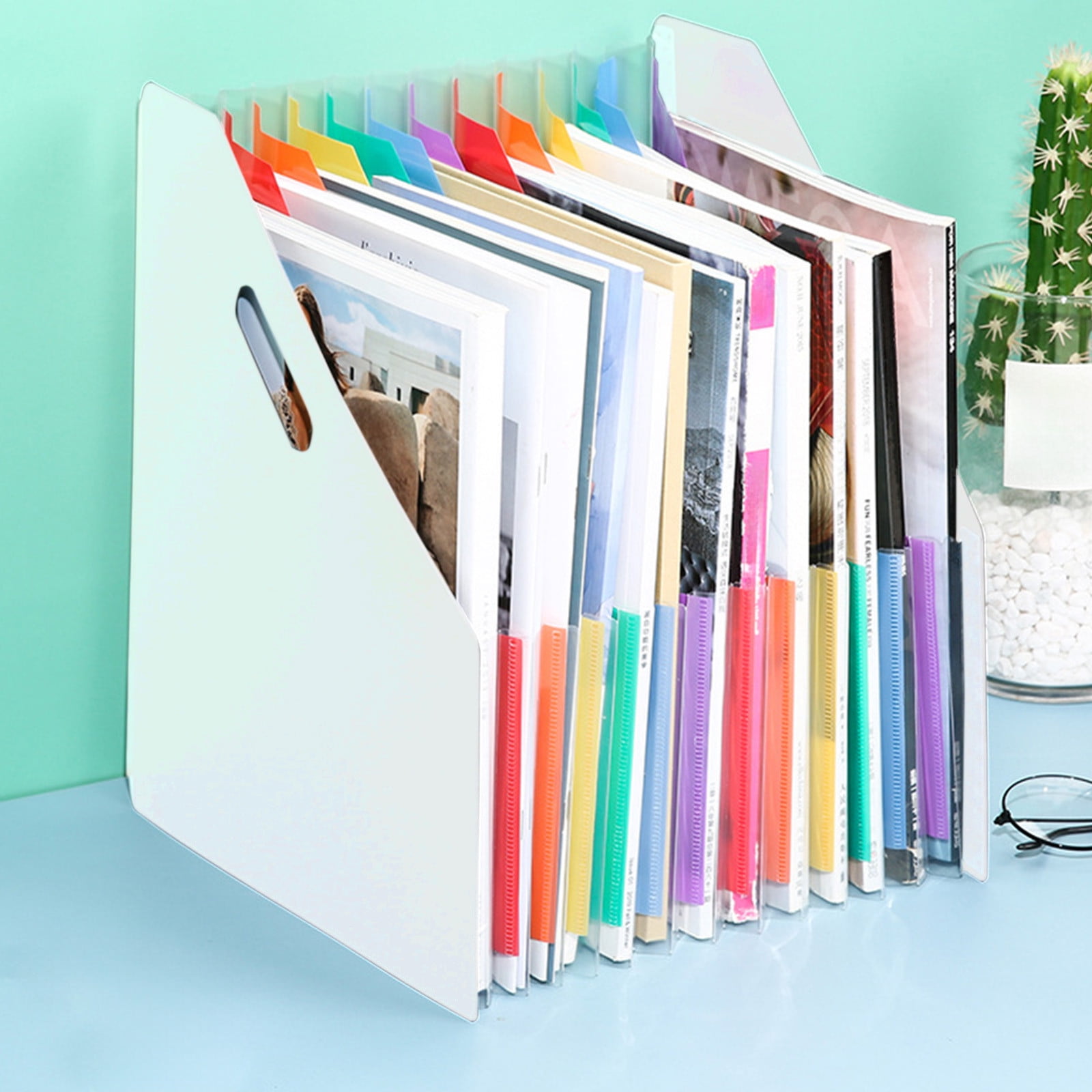 Specollect Clearance 4Pcs Plastic Magazine File Holder Vertical Binder Storage Organizer for Desk Sturdy Upright Desktop Magazine Organizer Folder Rack for Office School Home