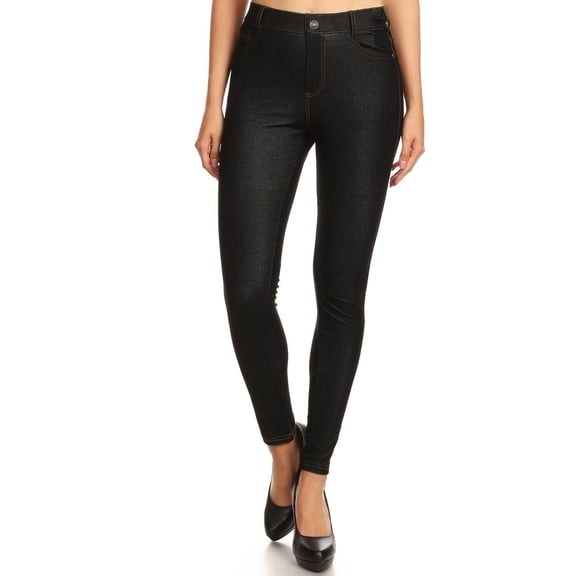 Jvini Women's High Waist Knit Denim Jeggings Pull On Stretch Skinny Pants Inseam 29" Sizes S-3XL