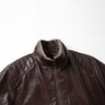 thumbnail image 6 of Mens Faux Leather Jackets Full Zipper Fleece Lined Fashion Motorcycle Casual Outerwear for Winter Brown XXL, 6 of 7
