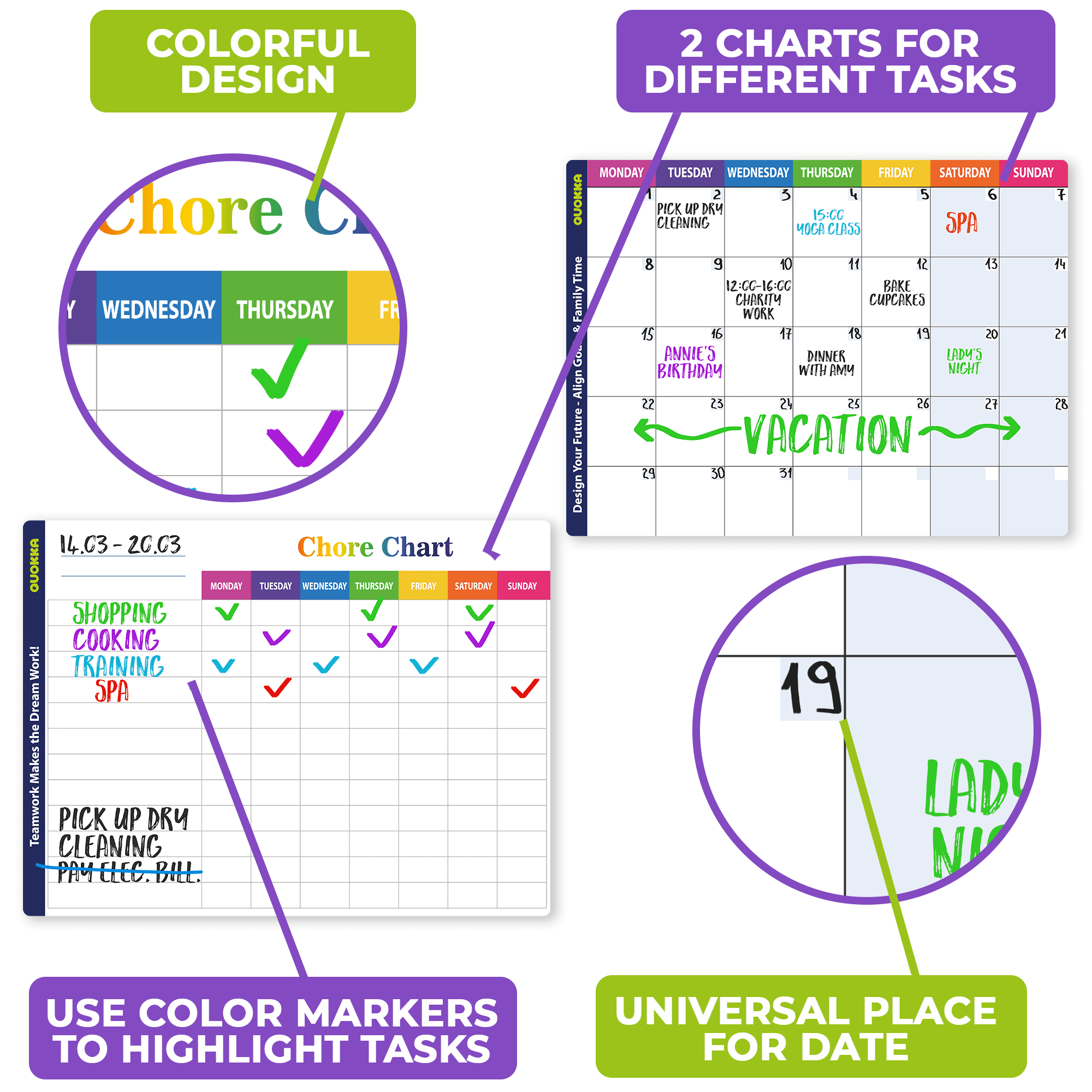 Quokka Magnetic Chore Chart for Family Schedule and Daily Routine