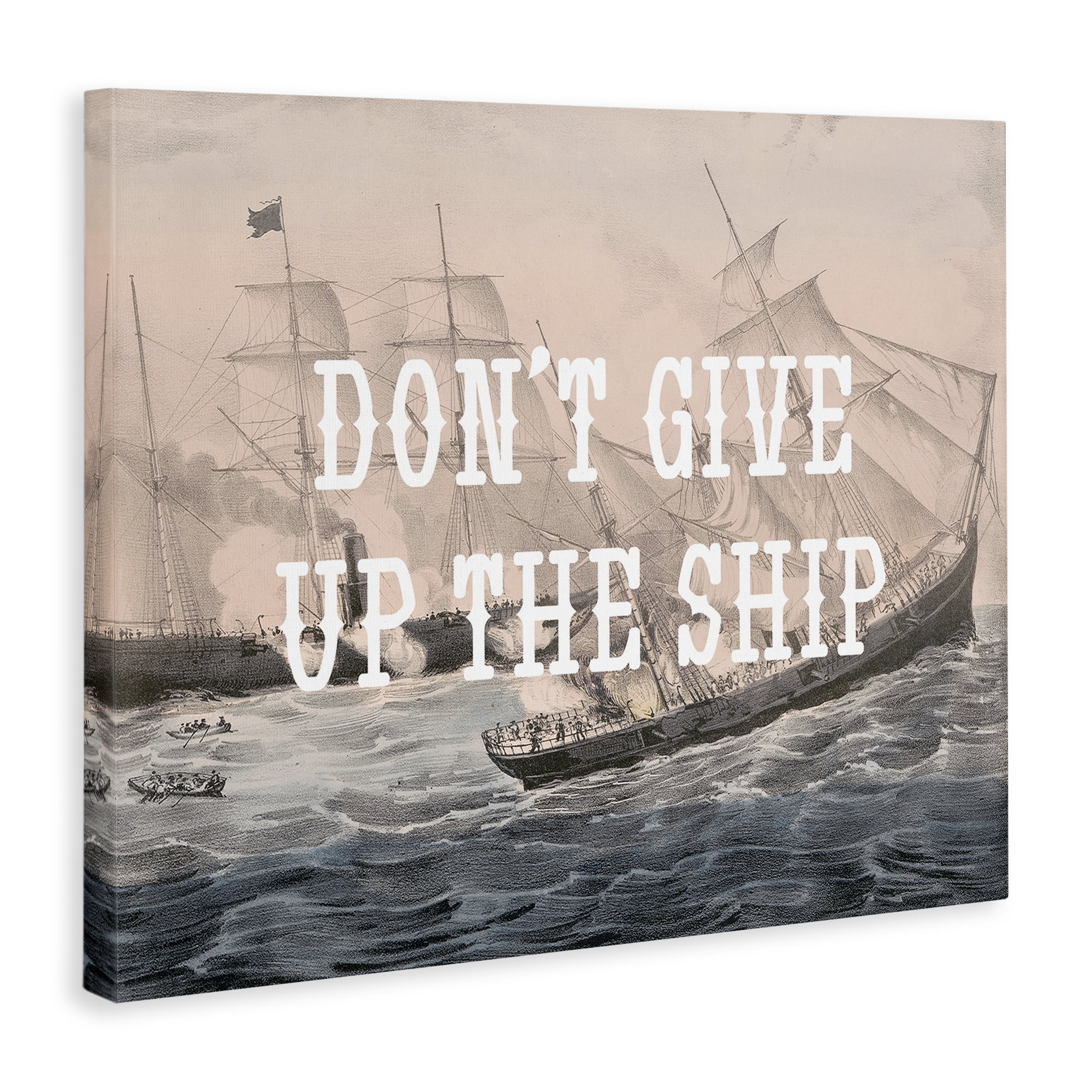 Stupell Industries Don't Give Up Ship Nautical & Beach Painting Wrapped Canvas Art Print Wall Art, 30 x 24