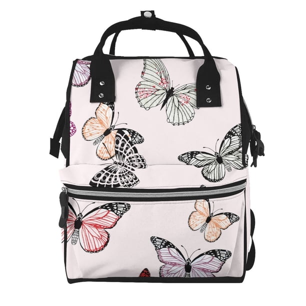 Disketp Beautiful Butterfly Mochila de Pañales de Gran Capacidad con Múltiples Bolsillos, Mochila de Viaje Multifuncional para Bebé, Unisex, Moderna y Resistente