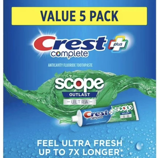 Pasta dental Crest Complete Scope Outlast Ultra 5 x 180 ml