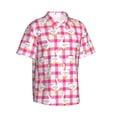 thumbnail image 2 of Hawaiian Shirt For Men, Pink Plaid Cute Duck Mens Button Down Short Sleeve Shirt, Summer Beach Shirts For Men, 2 of 2