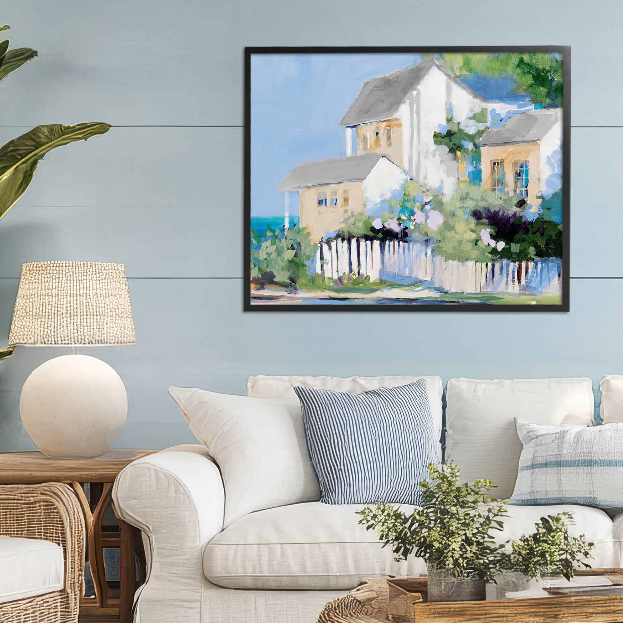 Stupell Industries Living by the Water Cottage Black Framed Giclee Art, design by Jane Slivka