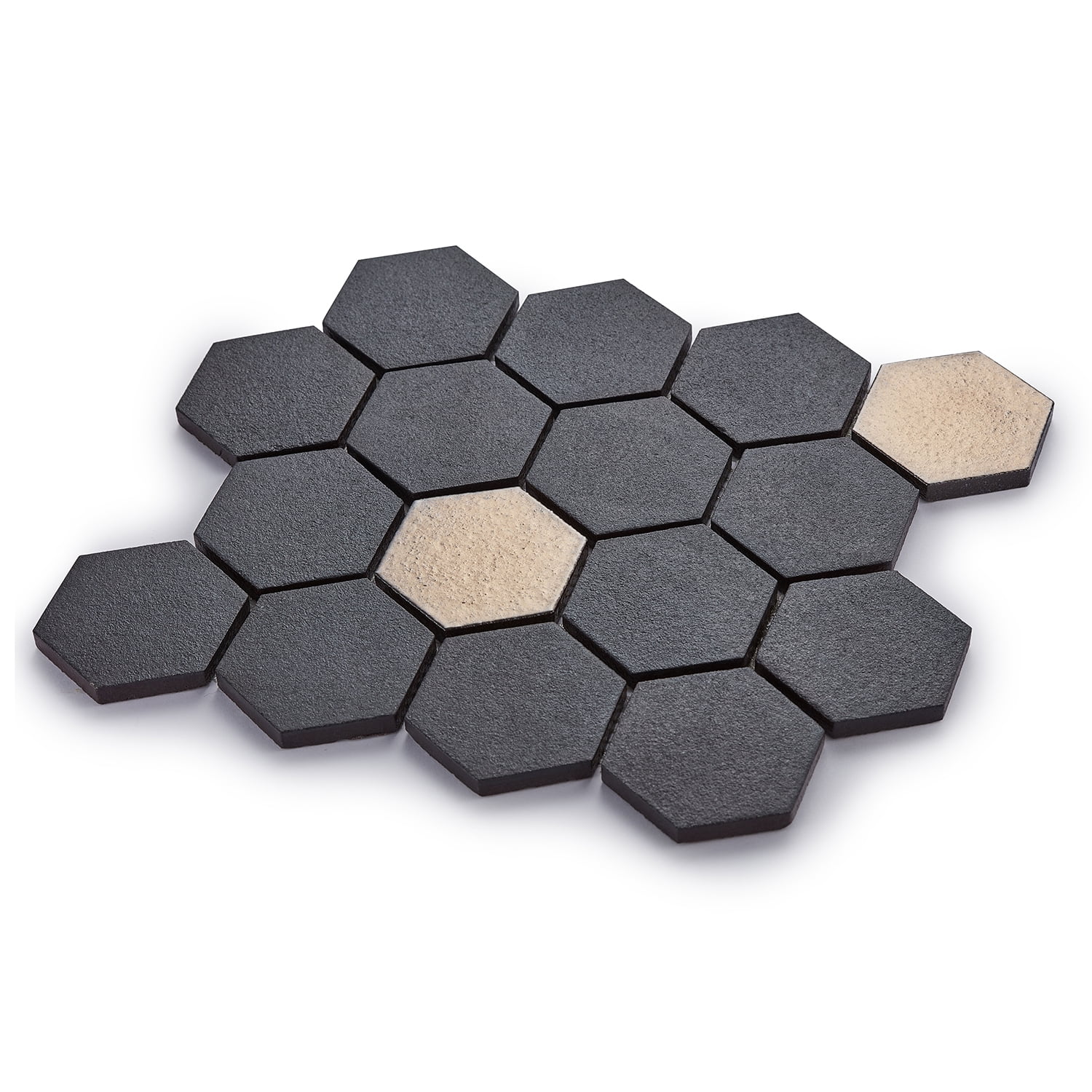 Lugo 12.1" x 10.43" Lava Stone Mosaic Floor and Wall Tile in Dark Grey (Pack of 9)