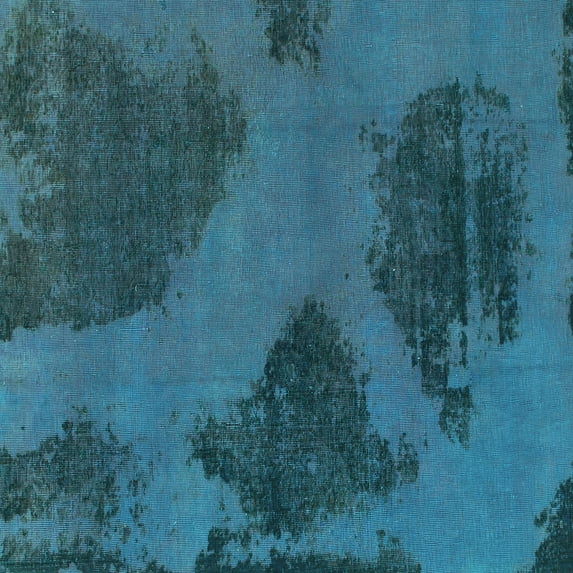 Ahgly Company Machine Washable Indoor Square Abstract Turquoise Blue Modern Area Rugs, 7' Square
