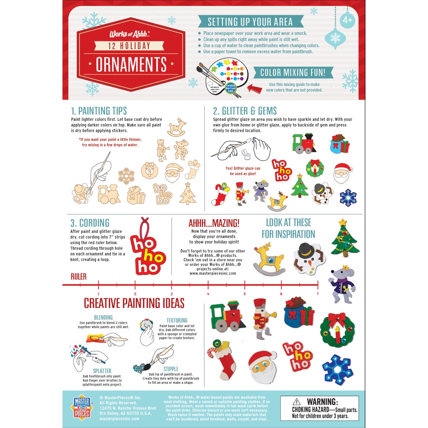 Works of Ahhh Holiday Craft Set - 12 Christmas Ornaments Wood Paint Kit