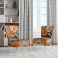 thumbnail image 2 of Designart "Orange Teal botanic Whirlwind I" Orange Abstract Upholstered Accent Chair - Modern Arm Chair For Bedroom, 2 of 5