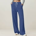 thumbnail image 2 of Women's Casual Pants Elastic Waist Soft Knitted Trousers Ribbed Texture High Rise Pocket Pants for Comfortable Daily Wear Fall Winter, 2 of 6
