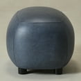 thumbnail image 4 of 23" Wide Faux Leather Upholstered Ottoman, Mid-Century Modern Living Room Footrest with Soft Padded Seat, Footstool for Bedroom, Entryway or Living Room, Navy, 4 of 12