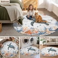 thumbnail image 6 of Oceans Round Living Room Rugs 3.3 ft, Coastal Orange Blue Sea Turtles Starfish Wood Gradient Washable Area Rug with Non-Slip Sturdy Edge Binding Round Front Door Mat Floor Carpet for Entryway, 6 of 9