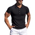 thumbnail image 1 of xiaxaixu Men’s Shirt, Short Sleeve Shirt Turn-down Collar Button Closure Ribbed Solid Summer Tops for Casual Daily, 1 of 6