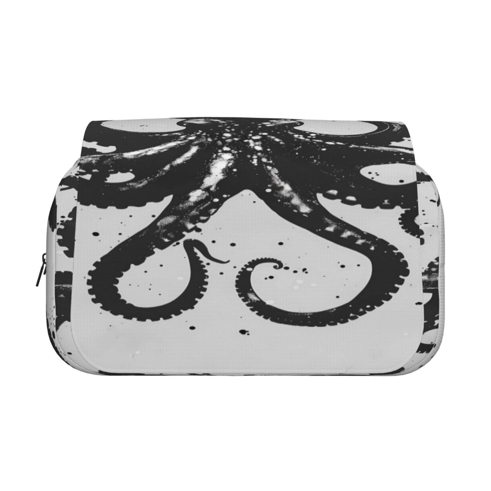 Rateoe Abstract Ink Octopus Pattern Double Clamshell Pen Case, Storage Organizer with Two Zipper Compartments– Holds Up to 50 Pencils & Pens