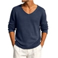 thumbnail image 6 of HAOTAGS Men’s V-Neck Long Sleeve Knit Sweater Casual Loose Fit Lightweight Ribbed Pullover Tops Navy Size 3XL, 6 of 9