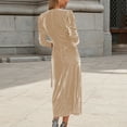 Women's V Neck Wrap Velvet Dress Elegant Long Sleeve Ruched Tie Side