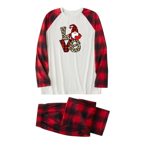 

2022 Christmas Family Pajamas Elk Printing Tops Plaid Pants Jammies Sleepwear Crewneck Long Sleeve Matching Set Pjs