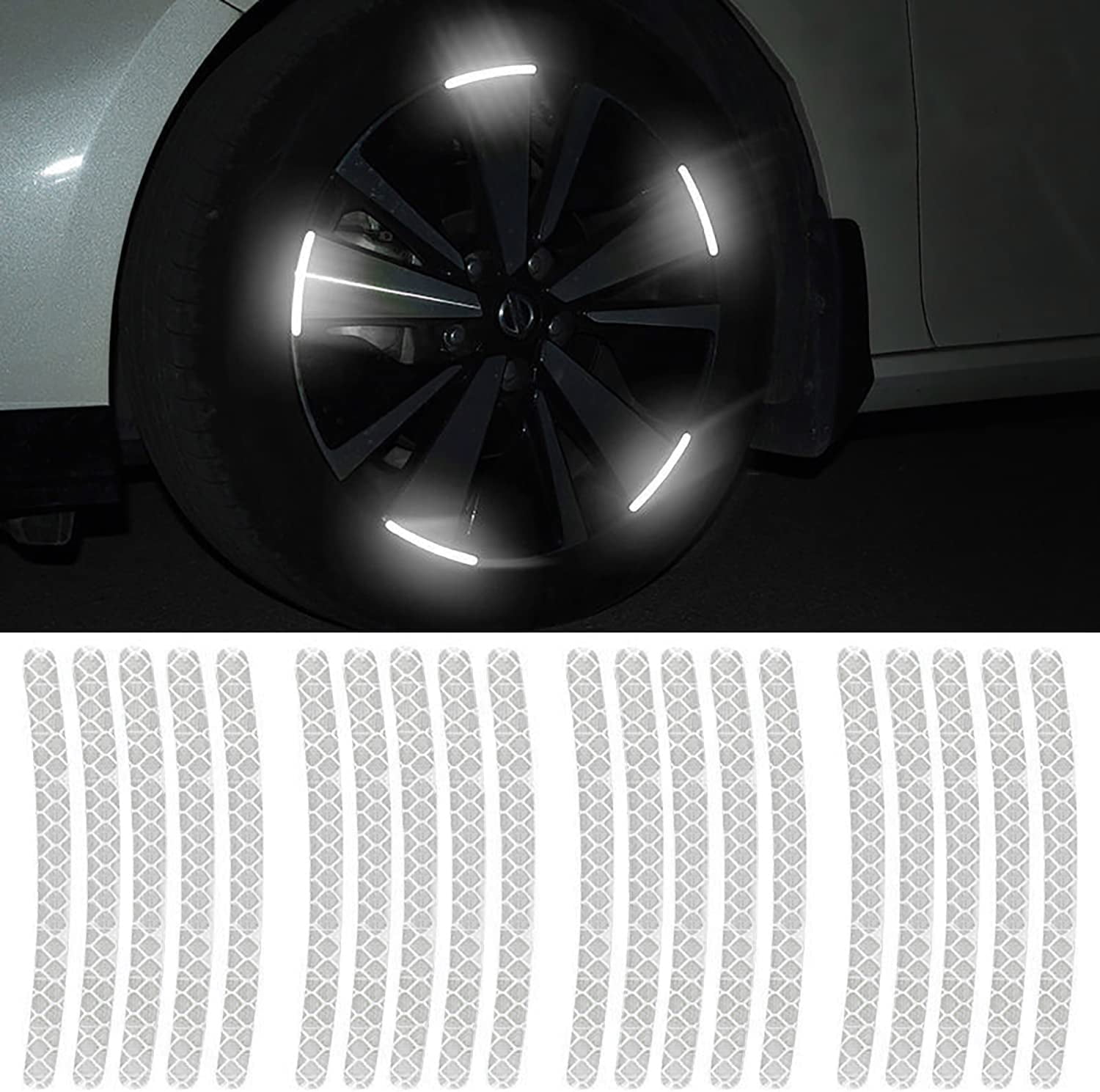 Night Reflective Car Wheel Safety Warning Stripe Decals Stickers Car