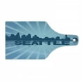 thumbnail image 1 of Seattle Skyline Cutting Board, Blue Monochrome Art Bold Lettering with a Shadowy Silhouette, Decorative Tempered Glass Cutting and Serving Board, in 3 Sizes, by Ambesonne, 1 of 2