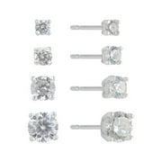 Brilliance Fine Jewelry Simulated Diamond Sterling Silver Round Stud Earring Set