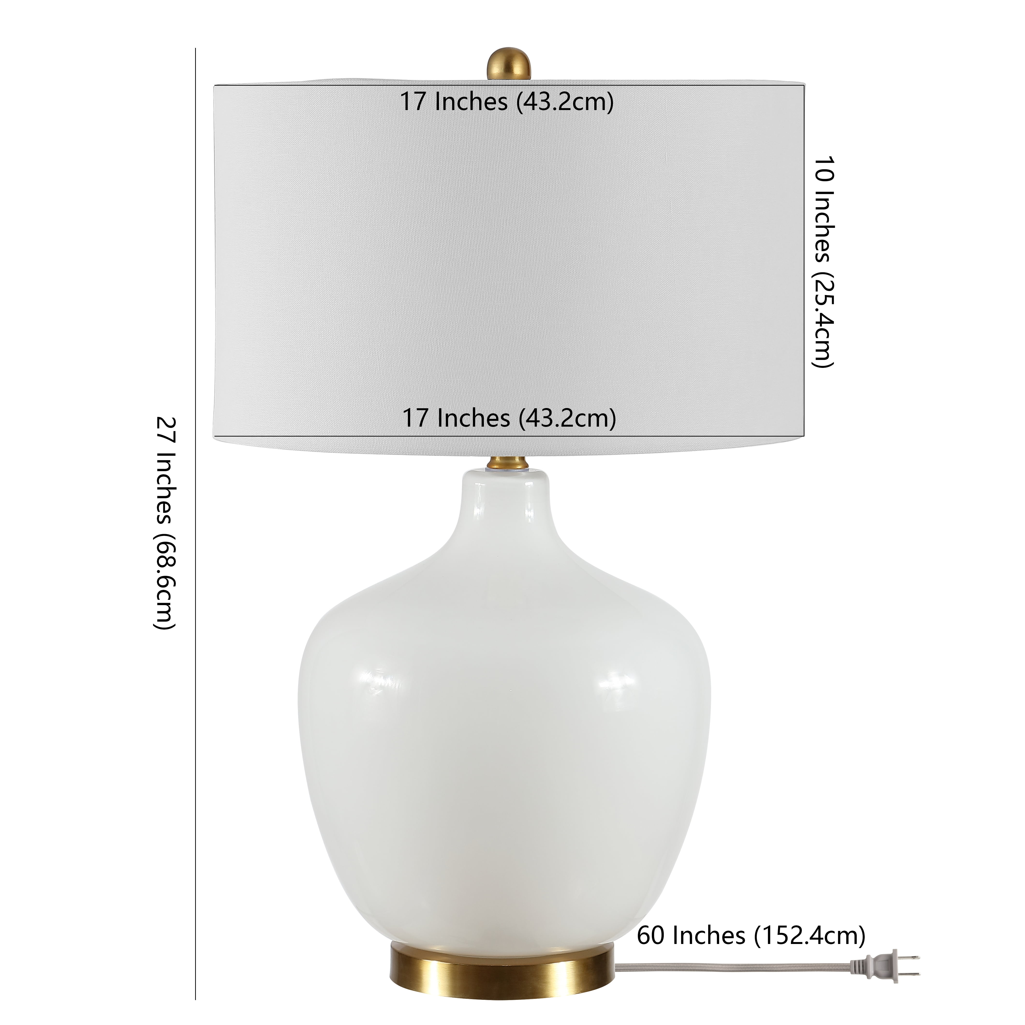 SAFAVIEH Eugenie 27 in. Solid Glass Table Lamp, Antique White