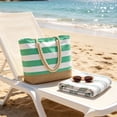 thumbnail image 4 of LEFXSMR Beach Bags for Women, Beach Bags Waterproof Sandproof with Striped Design, Portable Washable Tote Bag for Swim Pool & Outdoor Use, Green, 4 of 6