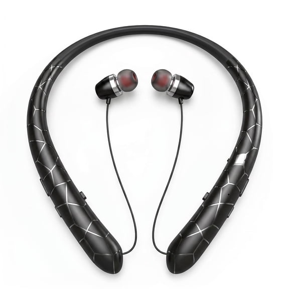 Neckband Bluetooth Headphone, Retractable Headphones with Bluetooth, Stereo Noise Cancelling Earphones,Neckband Bluetooth Earphones for Office Meetings and Daily Commuting