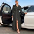 thumbnail image 2 of Women Long Sleeve Denim Maxi Dress Lapel Collar Button Front Slim Fit Long Dresses for Fall Winter Evening Party Daily Outing, 2 of 5