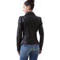 thumbnail image 3 of Cruzer Blouson de Moto en Cuir Clouté en Peau de Vache pour Femme - Noir m, 3 of 6