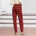 thumbnail image 2 of Lounge Pants for Women with Pockets Drawstring Elastic Waist Casual Cotton Jogger Sweatpants Soft Pajama Bottoms (XL, Red|Plaid), 2 of 7