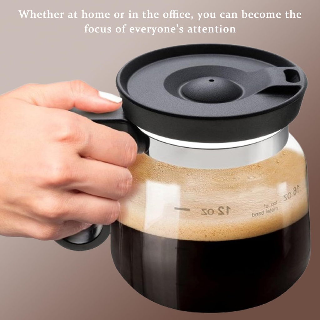 lanema 16Ounce Glass Coffee Cup With Secure Cover And Nonslip Grip Ideal For Teas Juice Or Espressos Drink