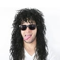 thumbnail image 2 of Men’s 80s Style Long Black Curly Hair Wig Glam Rock-Rocker Wig Perfect for Halloween, Cosplay, DIY Themed Costume Party, 2 of 6