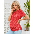 thumbnail image 2 of Maternity Shirts Women's Casual Tops Pregnancy Short Sleeve Striped Ruched Side Tunic Top, 2 of 5