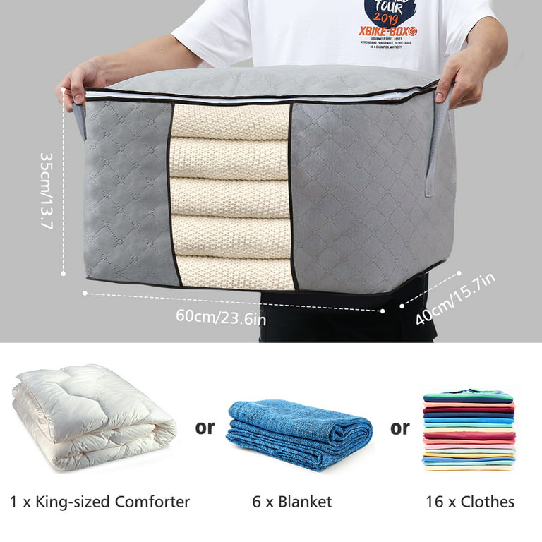 BlissTotes Storage Clothing Bags Storage Clothes Organizer with Reinforced  Handle Sturdy Fabric Clear Window for Blankets, Bedding, Collap