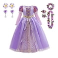 thumbnail image 1 of Disney vestido de princesa Rapunzel para niños, conjunto de disfraces enredados, ropa de fantasía para fiesta de cumpleaños, Carnaval y Halloween, 1 of 4