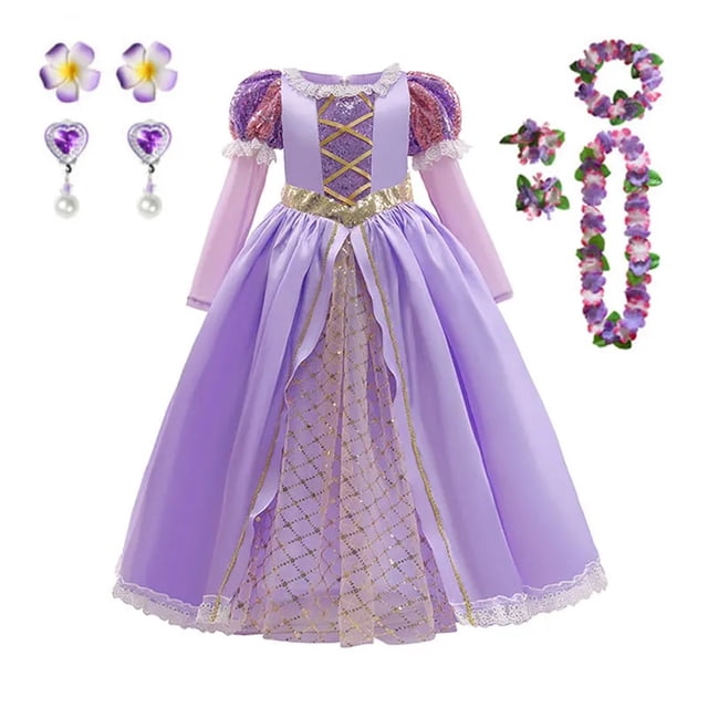 Disney vestido de princesa Rapunzel para niños, conjunto de disfraces enredados, ropa de fantasía para fiesta de cumpleaños, Carnaval y Halloween
