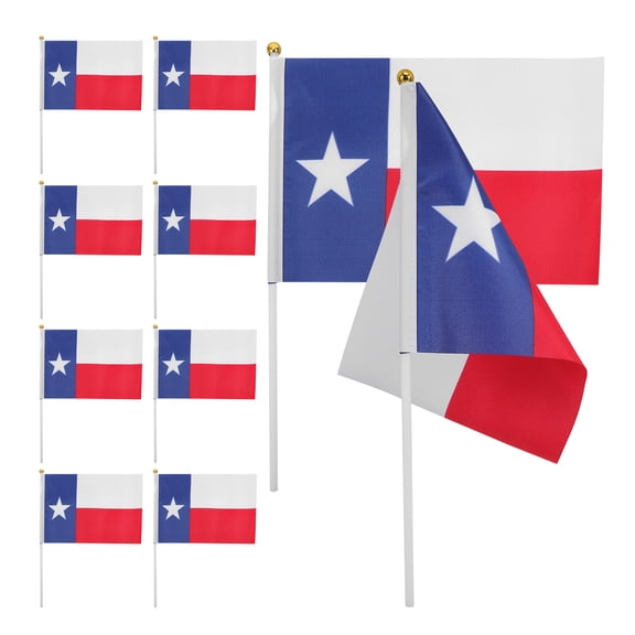 Toyvian Set of 10 Small Handheld Flags Sticks, and Wear-Resistant for Outdoor Events and Celebrations