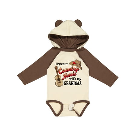 

Inktastic I Listen to Country Music with my Grandma Guitar and Hat Boys or Girls Long Sleeve Baby Bodysuit
