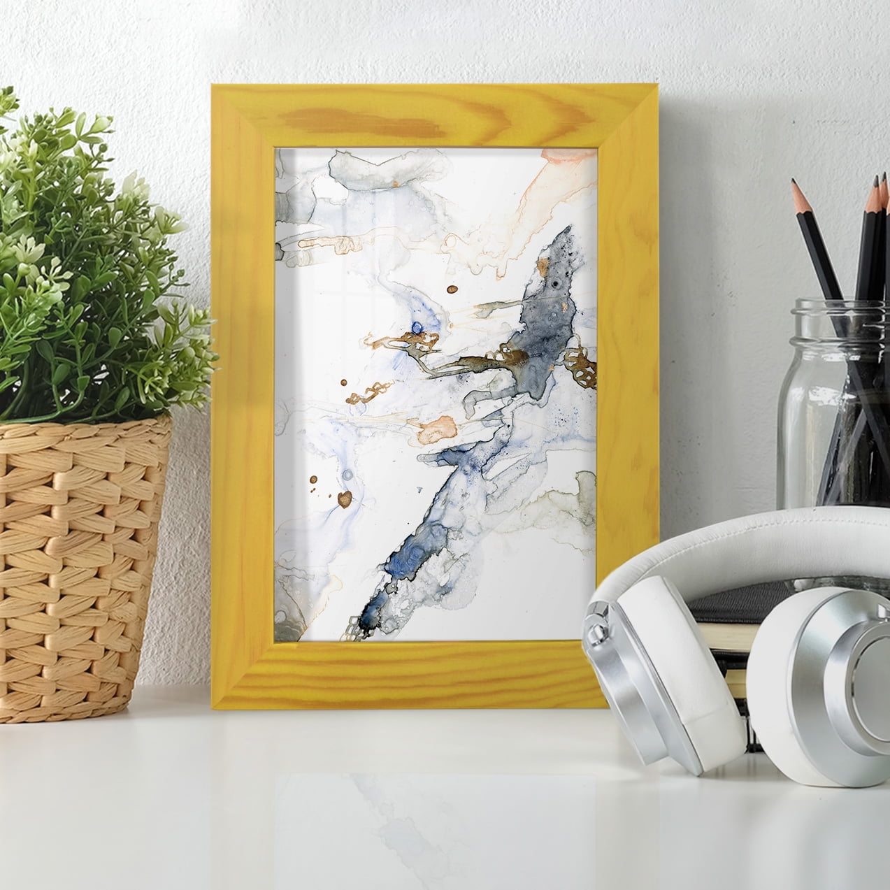 Organic Interlace I -Framed Print w/glass-Sunflower Yellow