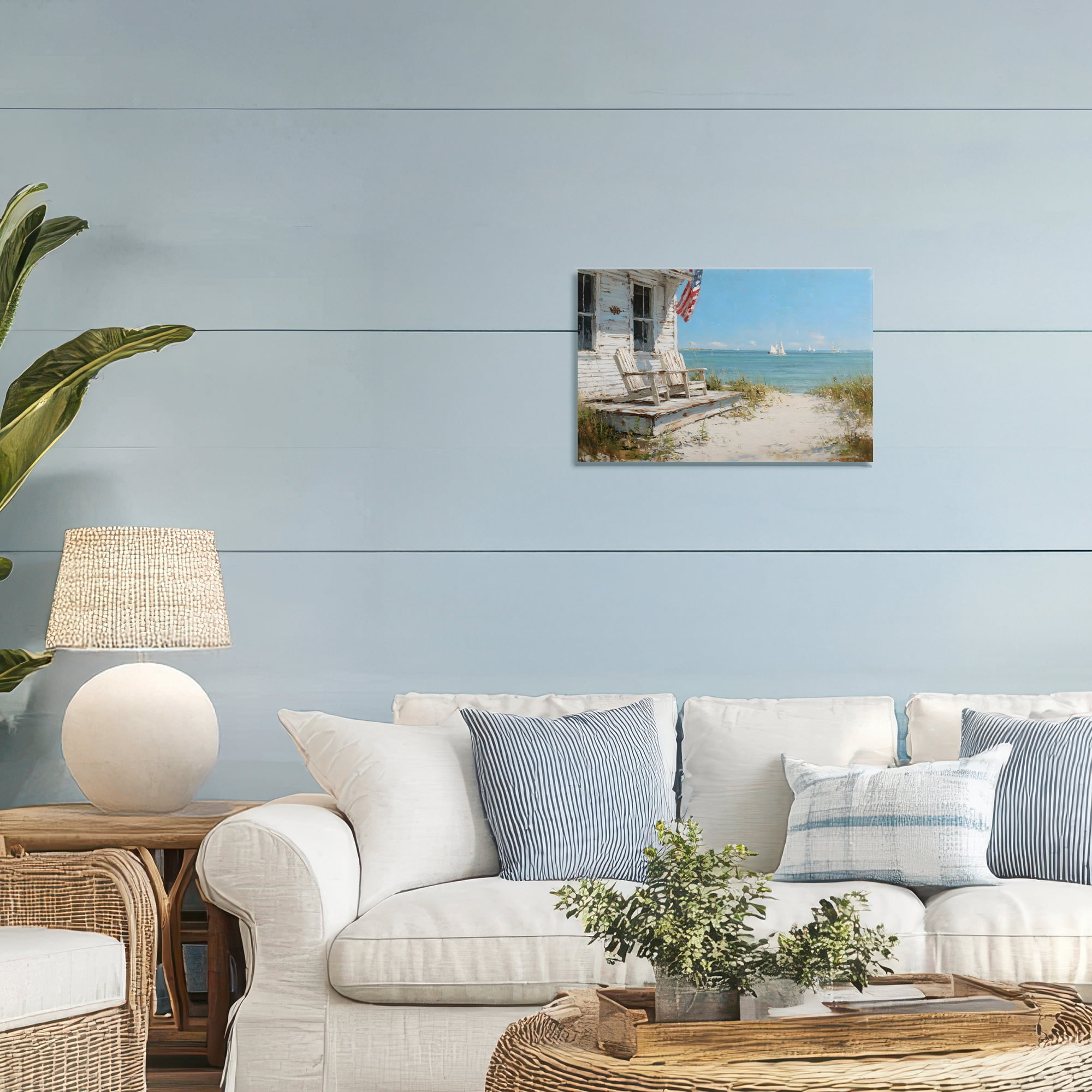 Stupell Industries By The Ocean Cottage Retreat Canvas Wall Art, design by Petal Prints Design