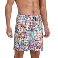 thumbnail image 2 of Balery Colorful Watercolor Dots Pantalones cortos de pijama de punto de algodón para hombre con cinturilla y bolsillos-X-Large, 2 of 6