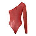 thumbnail image 5 of Wdgfv Women's One Shoulder Sequin Tops Bodysuits Country Concert Outfits for Women Sparkly Shirts Sexy Womens Sparkle Top Red S, 5 of 7
