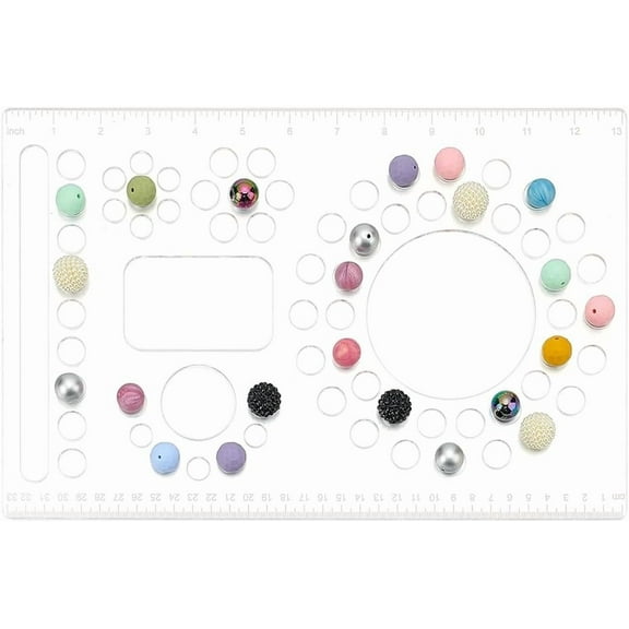 13.2x8.6Inch Bead Design Board Clear Acrylic Beading Board Silicone Bead Organizer Board for Bracelet DIY Making 3mm Thick