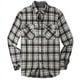 thumbnail image 1 of Camisa de flanela xadrez casual masculina, manga comprida, diseño de bolso duplo no peito, botão impresso, nova moda, 1 of 5