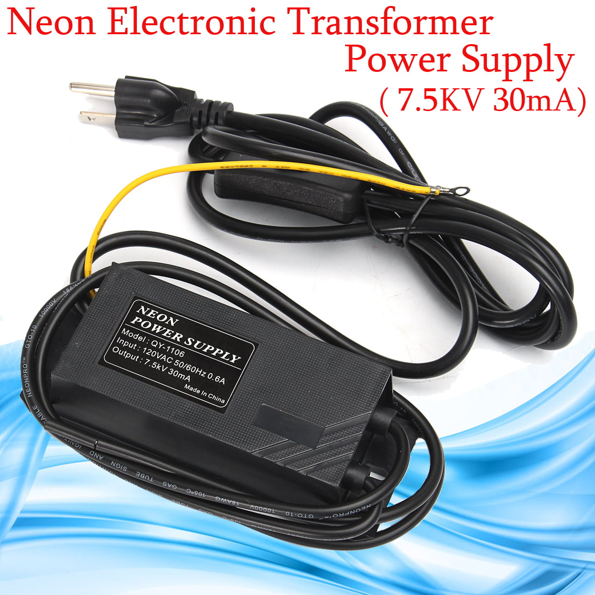 Neon Sign Transformer 7.5KV 7500V 30mA Electronic Power Supply 120V AC 