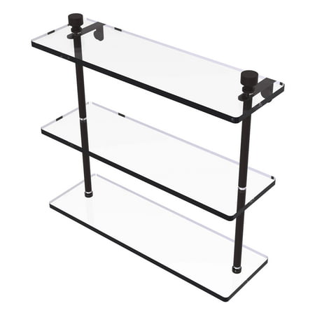 Allied Brass FT-5/16-ORB Foxtrot Collection 16 Inch Triple Tiered Glass Shelf, Oil Rubbed Bronze